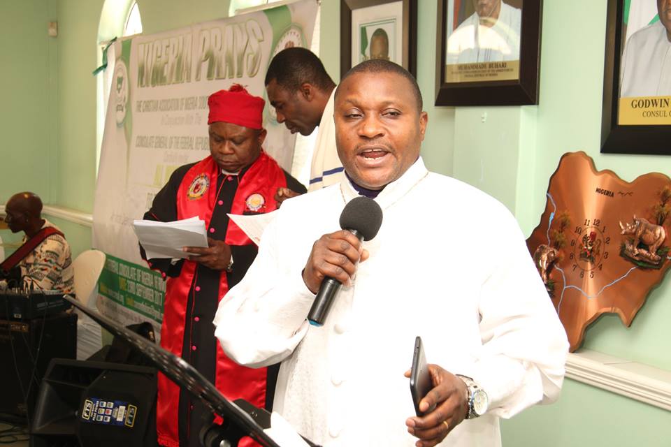 Rev Michael Akiga Acting General Secretary of CANSAF during the prayer session